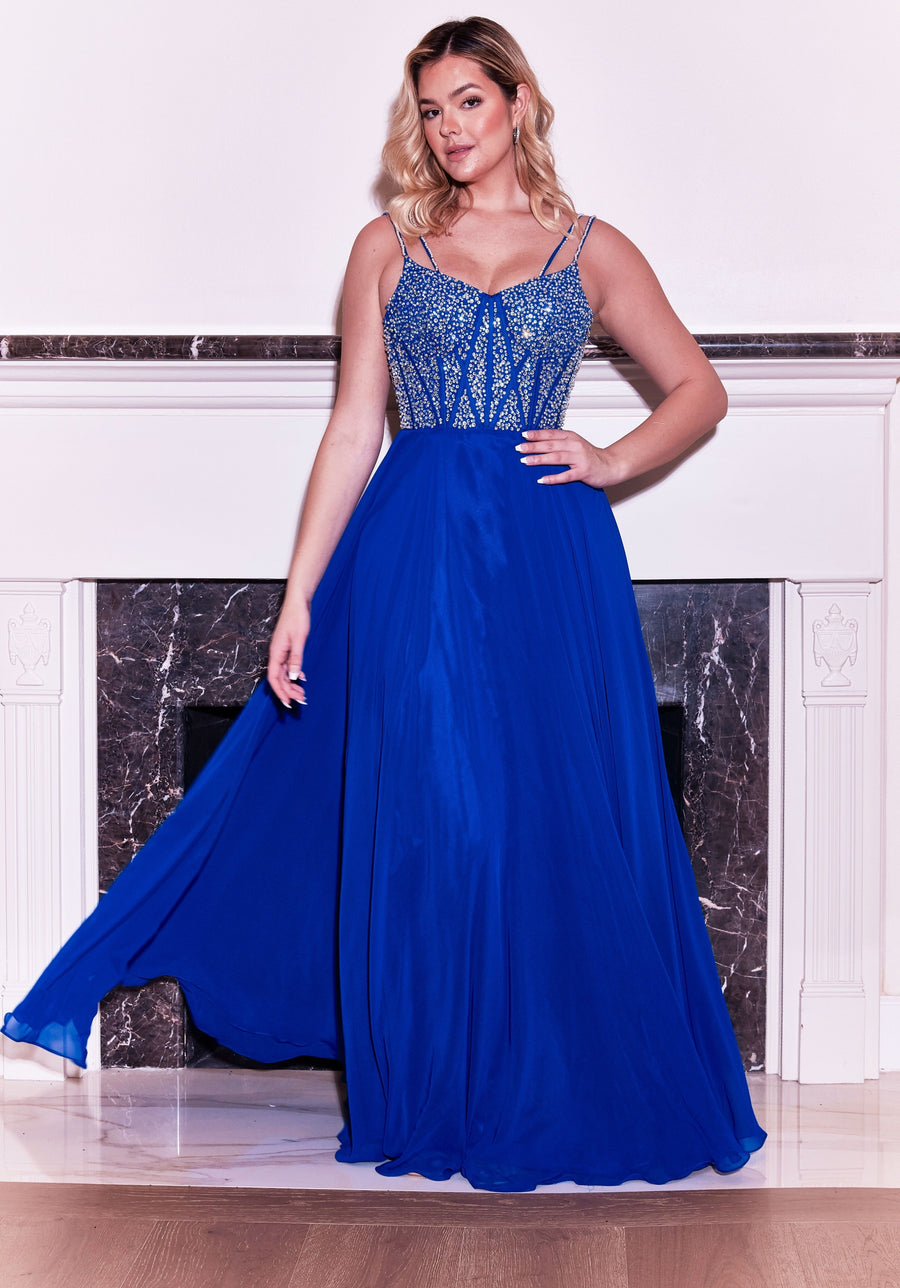 Formal Dresses Long Formal Royal Blue Beaded Top Dress Royal Blue