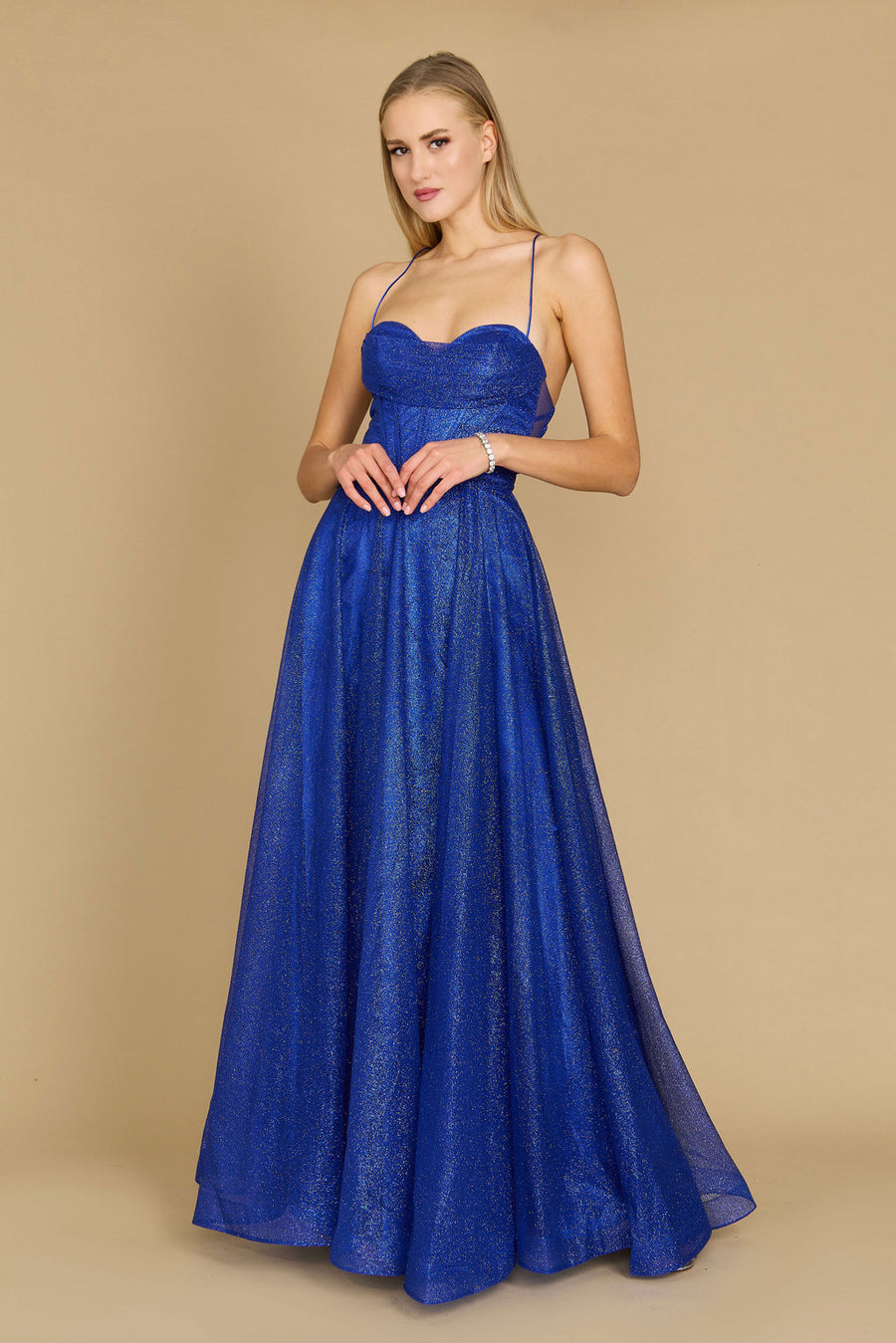 Prom Dresses Long Sparkling Cowl Corset Prom Dress  Royal Blue 