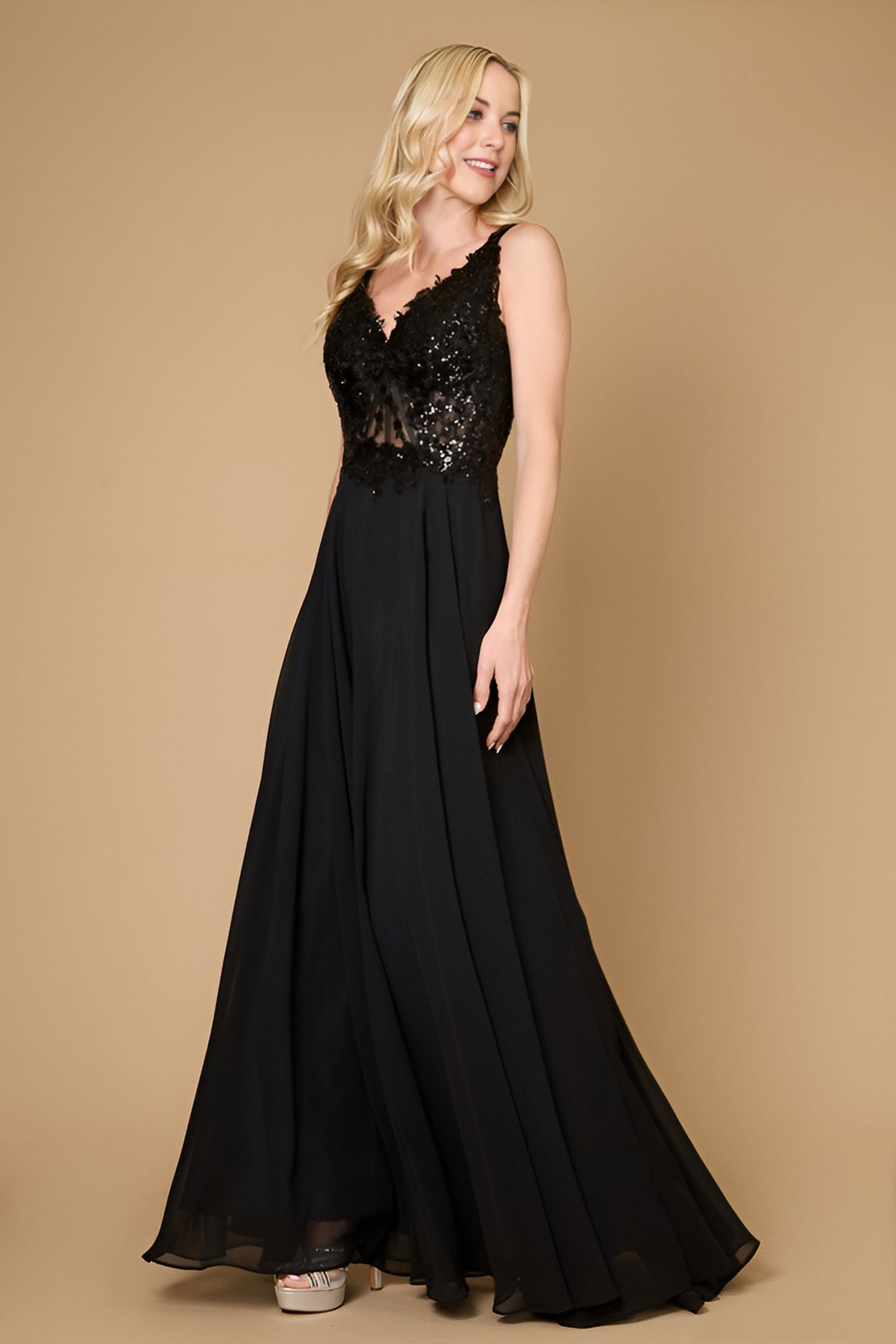 Long Thick Strap Formal Mother Of The Bride Dress Black