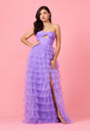 Prom Dresses Strapless Ruffle Skirt Prom Ball Gown Dark Lilac