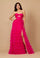 Prom Dresses Strapless Ruffle Skirt Prom Ball Gown Fuchsia