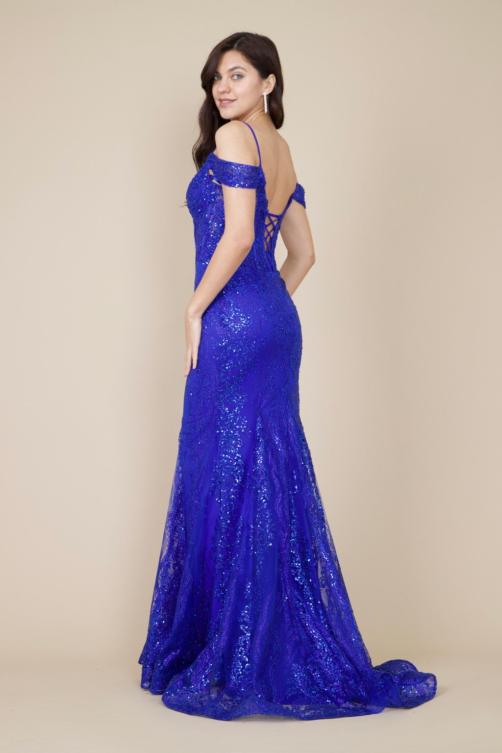 Formal Dresses Off Shoulder Sequin Corset Formal Dress Royal Blue