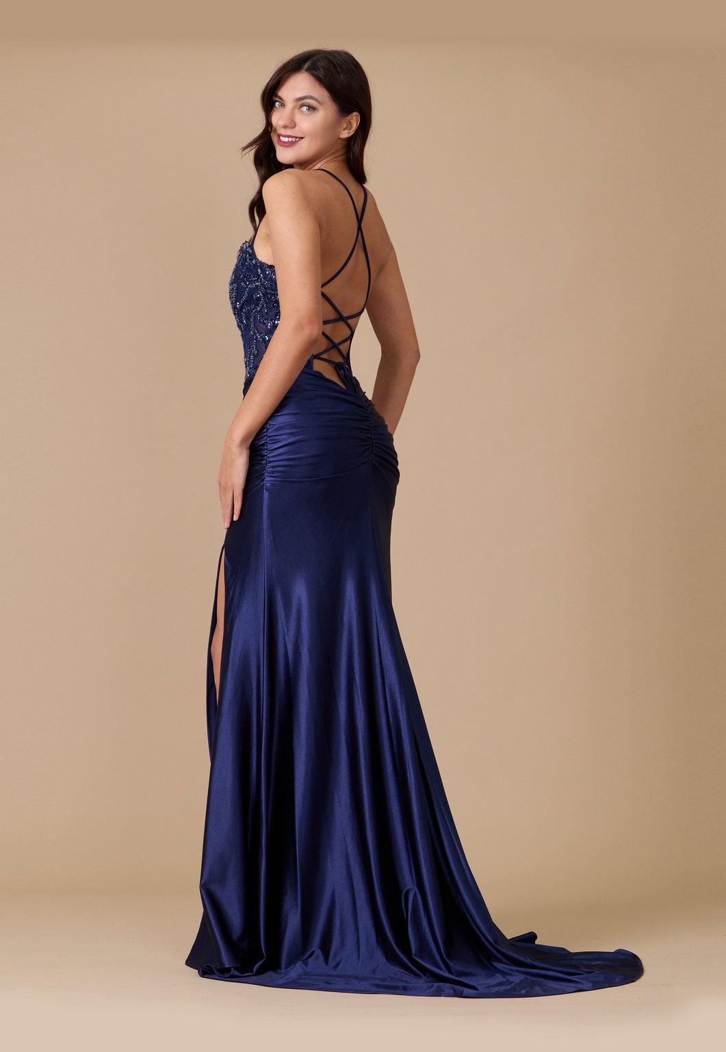 Prom Dresses Open Back Long Sexy Formal Prom Dress Navy