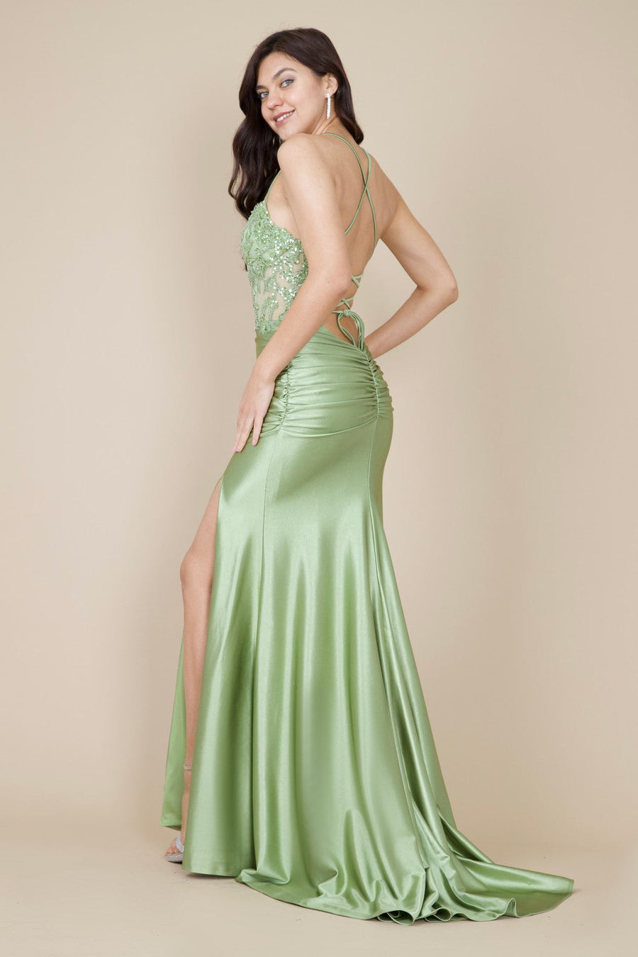 Prom Dresses Open Back Long Sexy Formal Prom Dress Sage