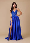 Prom Dresses Long Chiffon Lace Illusion Formal Prom Dress Royal Blue