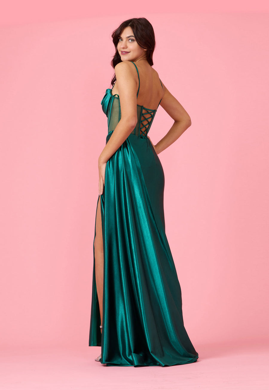 Prom Dresses Long Cowl Corset Formal Prom Dress  Emerlad Green 