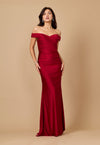 Formal Dresses Long Stretch Formal Off Shoulder Dress Burgundy