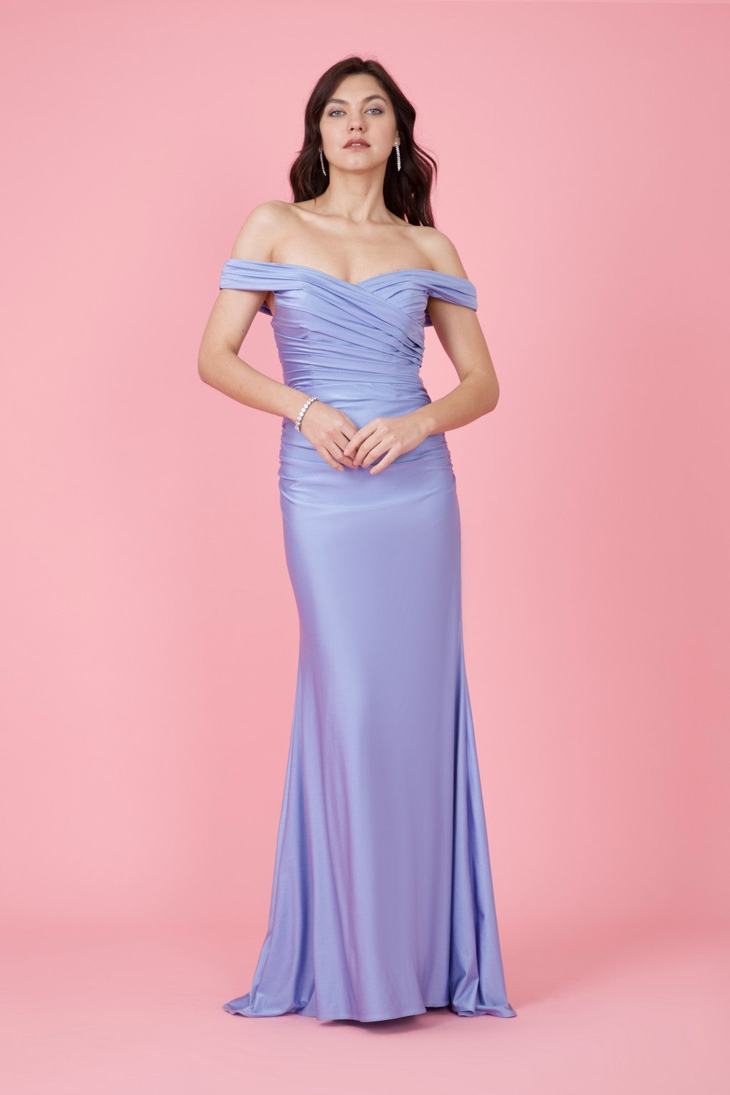 Formal Dresses Long Stretch Formal Off Shoulder Dress French Periwinkle French Periwinkle