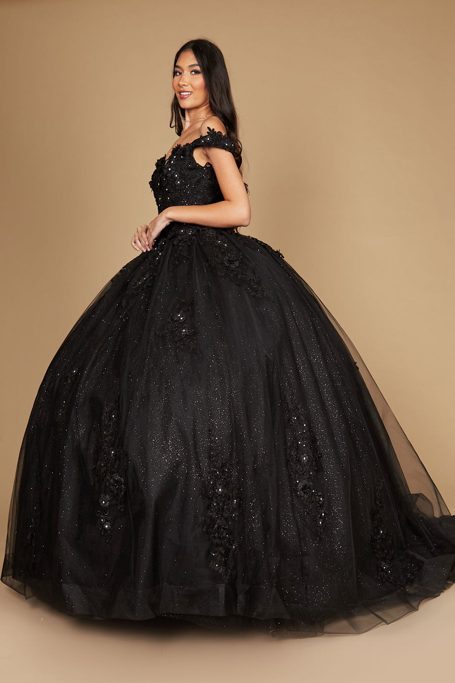 Black Wedding Dresses Glitter Off Shoulder Long Black Wedding Dress Black