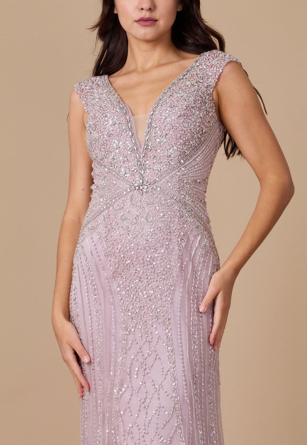 Formal Dresses Long Hand Beaded Couture Formal Evening Dress Mauve