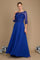 Elegant long sleeve mother of the bride dress in royal blue, adorned with intricate hand-beaded details, showcasing a sophisticated silhouette perfect for a wedding celebration.