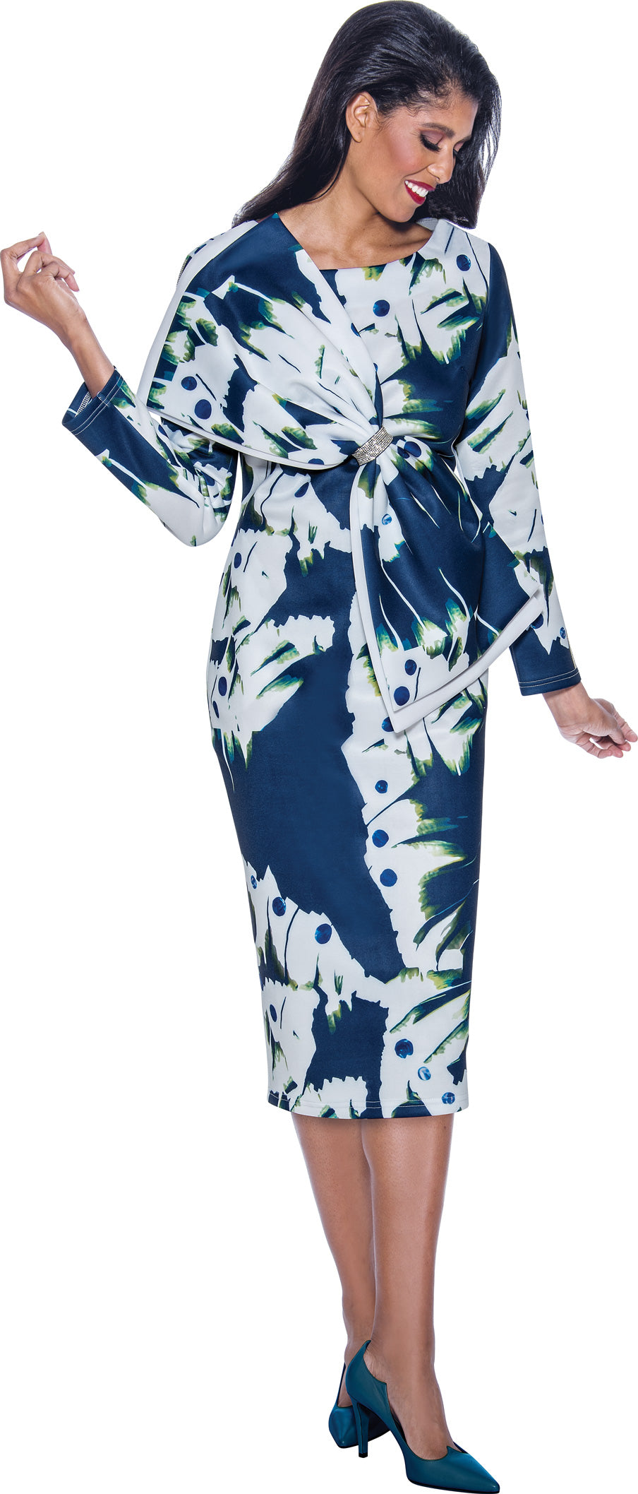 Plus Size Dresses Plus Size Mother of the Bride Printed Bow Cocktail Dress Multi