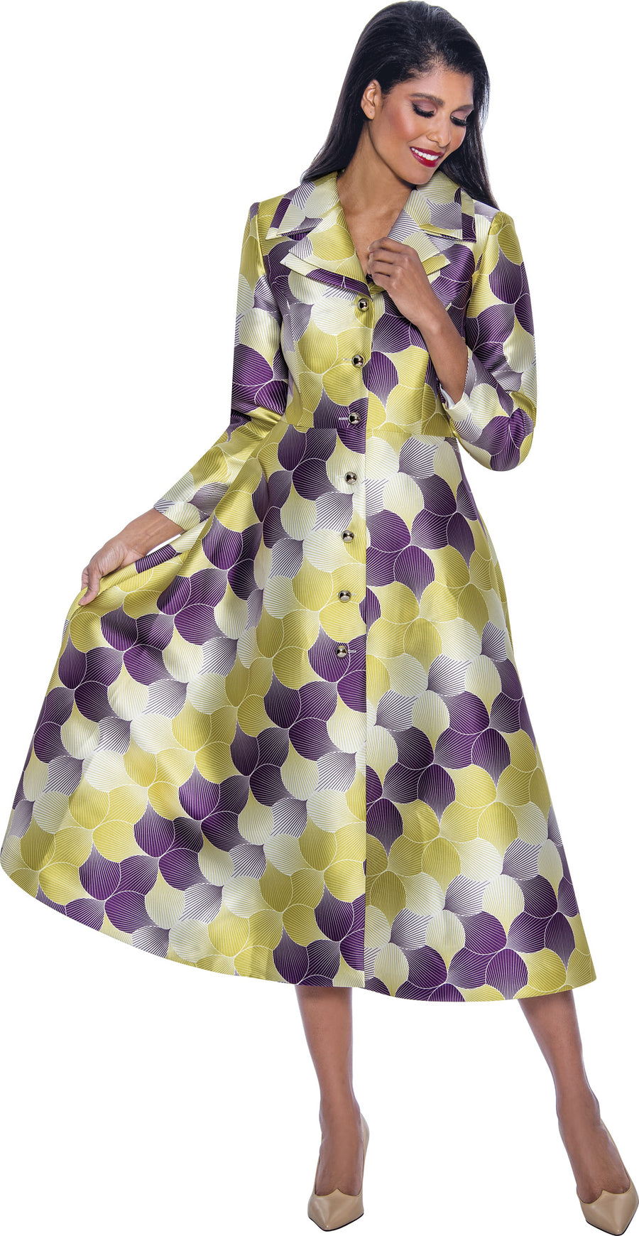 Plus Size Dresses Printed Plus Size Mother of the Bride Button Dress Purple/Multi