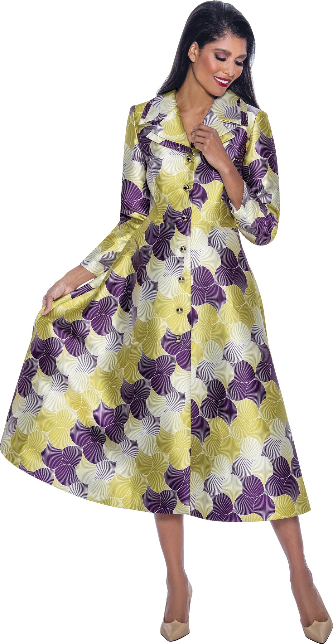 Mother of the Bride Dresses Printed Mother of the Bride Button Dress Purple/Multi