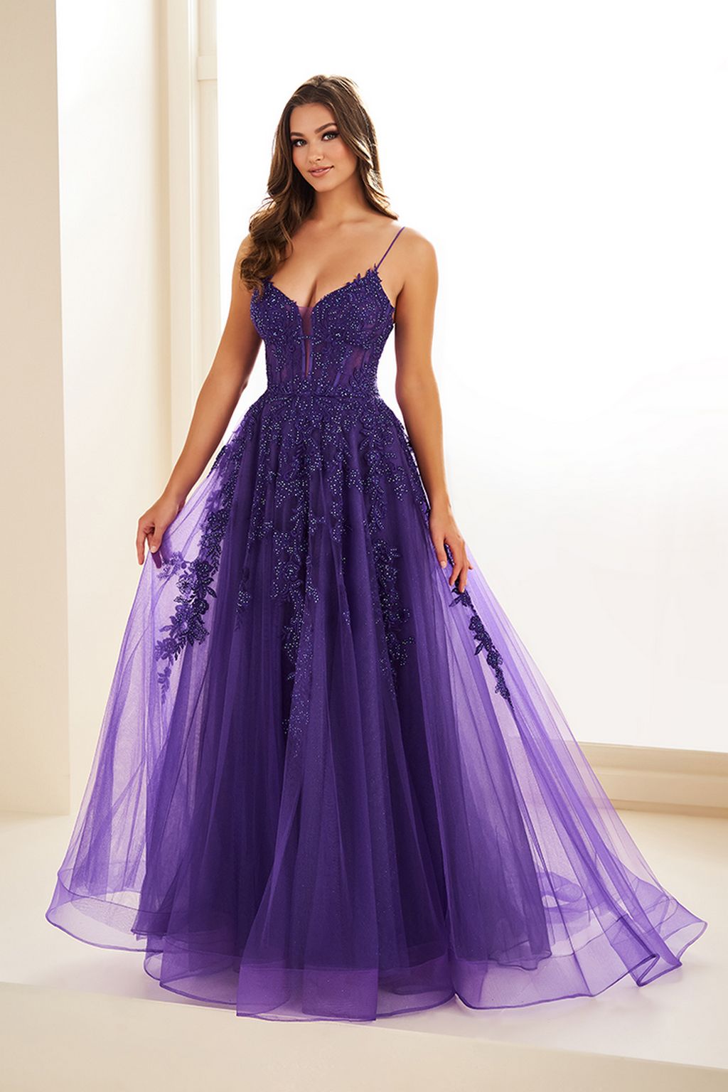 Prom Dresses Long Ball Gown Applique Prom Dress Amethyst