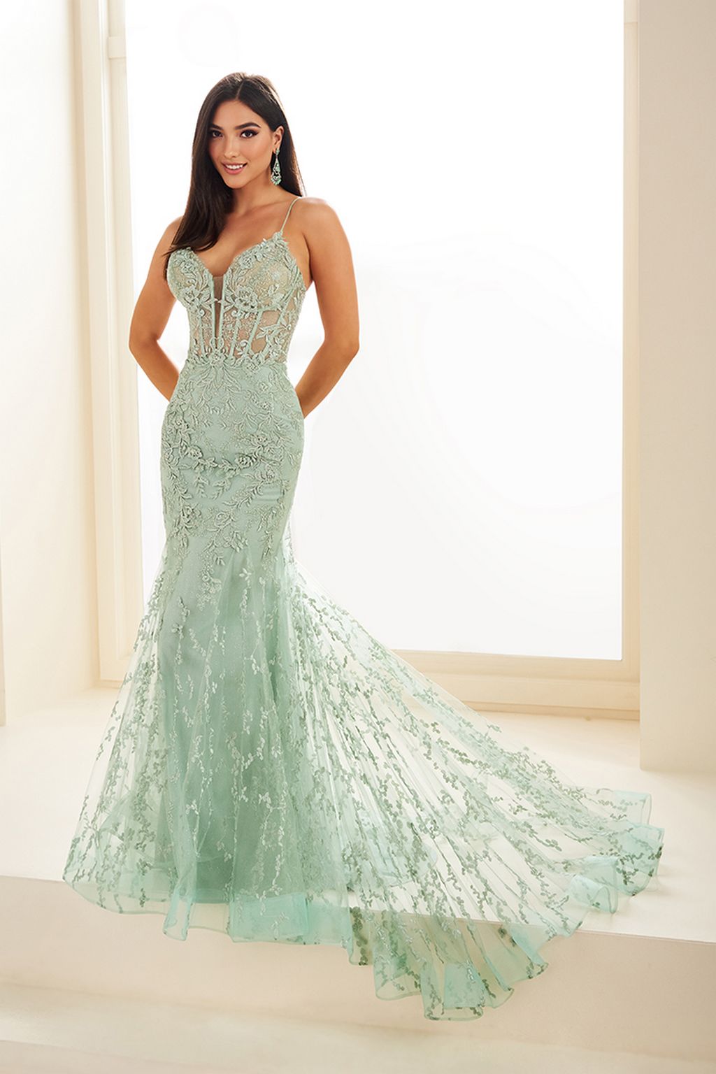 Prom Dresses Long Fitted Formal Glitter Prom Dress Sage