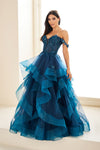 Prom Dresses Glitter Long Ball Gown Prom Dress Teal