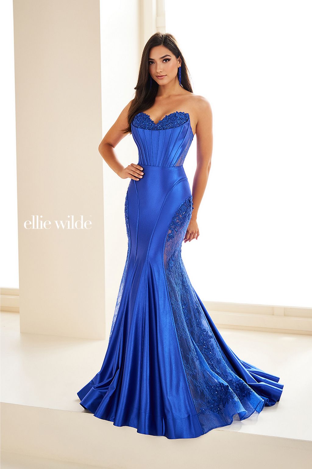 Prom Dresses Sequin Long Lace Formal Mermaid Prom Dress Royal Blue