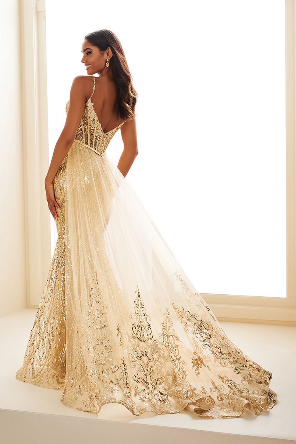 Prom Dresses Long Formal Embroidered Sequin Prom Dress Gold