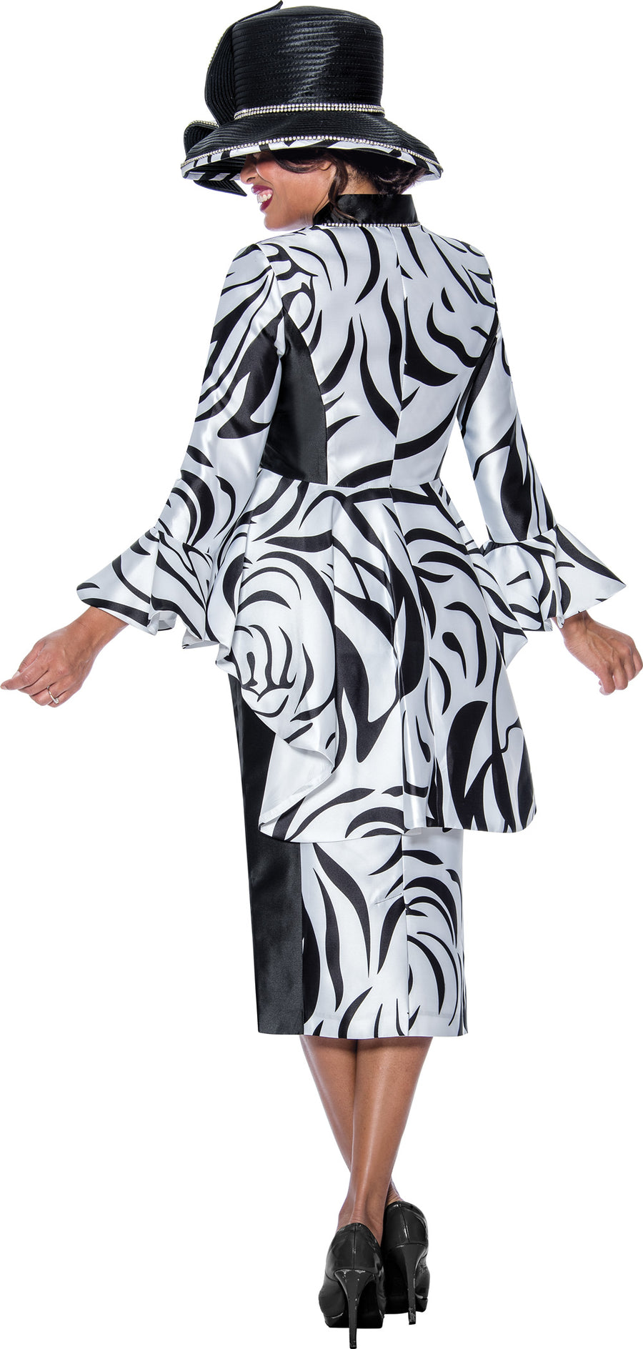 Mother of the Bride Dresses Tea Length Mother of the Bride Zebra Pattern Dress Black/White