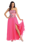 Prom Long Strapless Chiffon Dress Evening Gown - The Dress Outlet Elizabeth K Pink