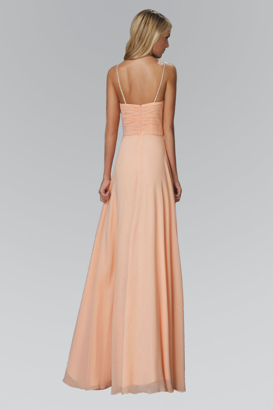 Prom Long Chiffon Spaghetti Straps Evening Formal Dress - The Dress Outlet Elizabeth K Blush