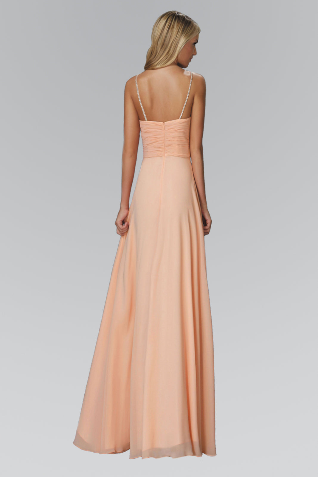 Prom Long Chiffon Spaghetti Straps Evening Formal Dress - The Dress Outlet Elizabeth K Blush