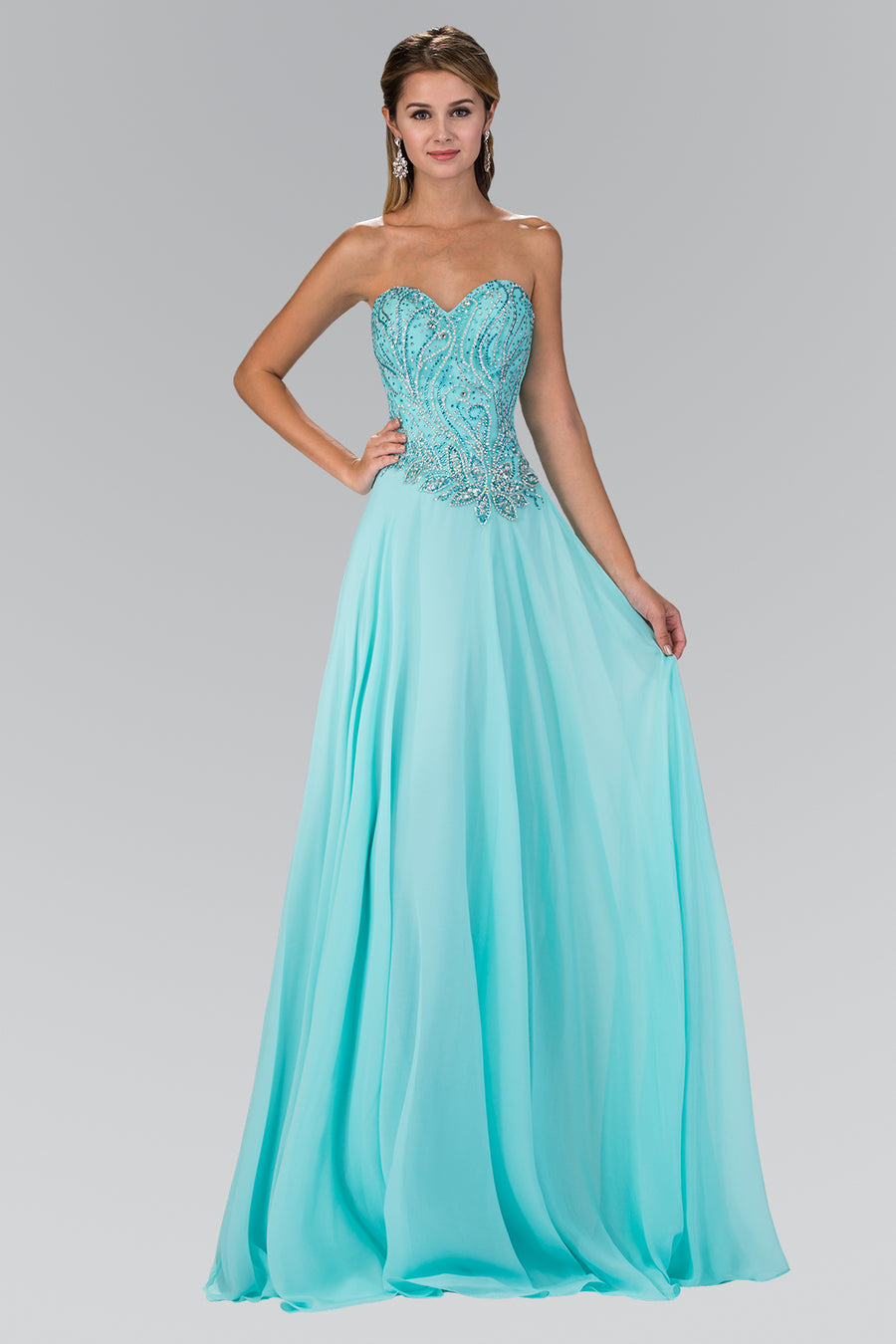 Prom Strapless Sweetheart Chiffon Long Dress - The Dress Outlet Elizabeth K Tiffany