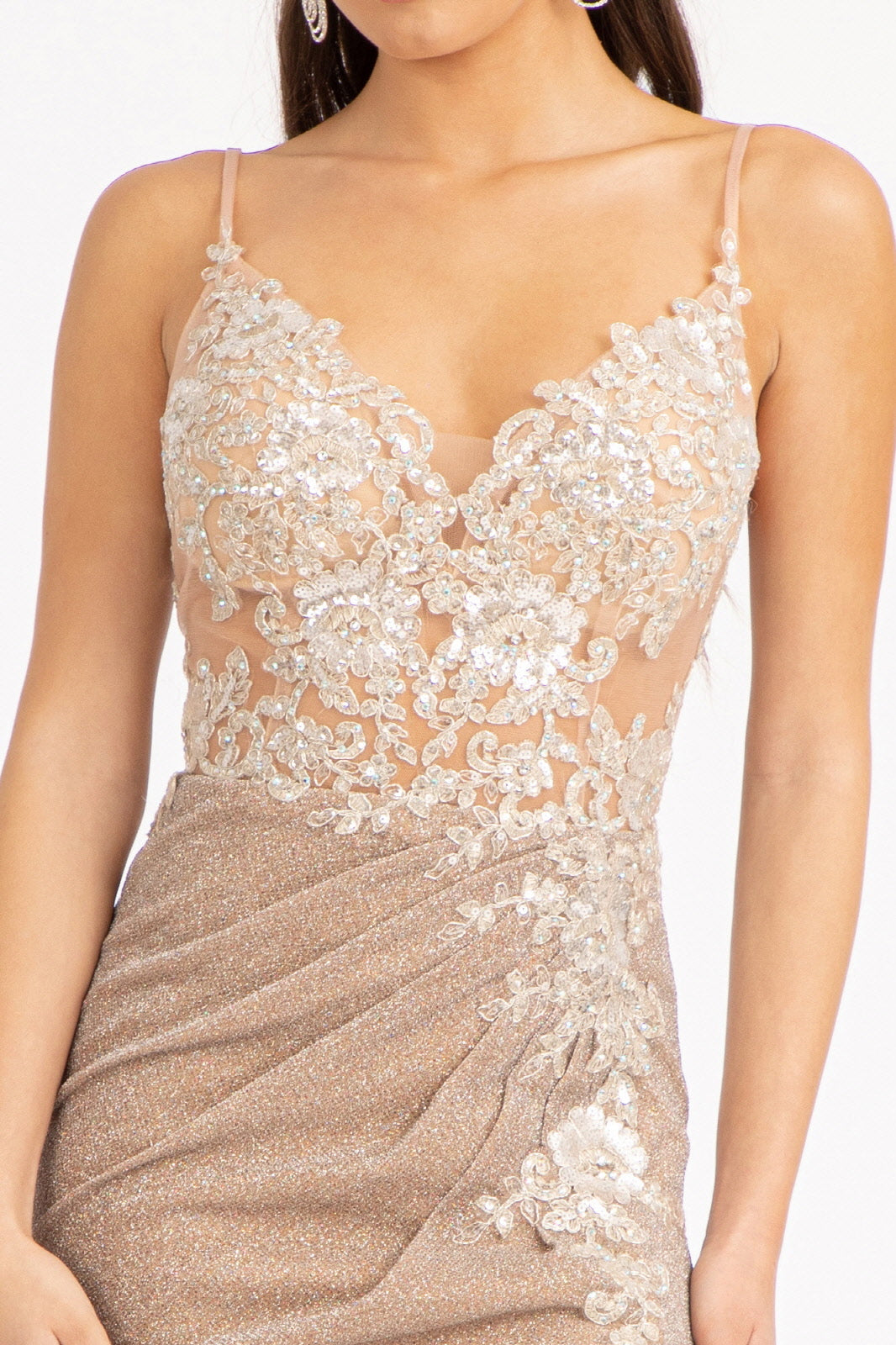 Prom Dresses Sequin Glitter Crepe Mermaid Prom Dress Champagne