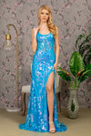 Prom Dresses Fitted Sequin Long Formal Prom Mermaid Dress Turquoise