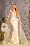 Prom Dresses Prom Waist Drape Mermaid Long Dress Champagne