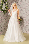 Wedding Dresses Floral Illusion A line Long Wedding Dress White