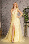 Prom Dresses Feather Detachable Waist Drape Mermaid Long Prom Dress Light Yellow