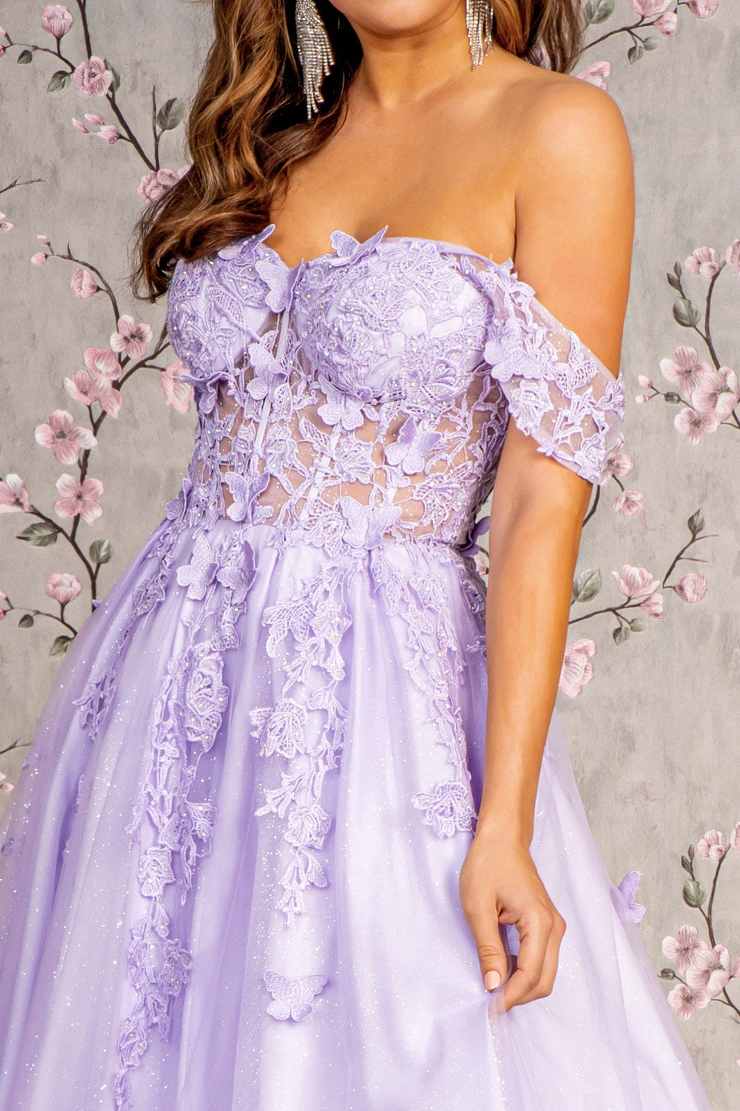 Prom Dresses Prom 3D Butterfly A line Long Dress Lilac