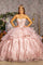 Quinceniera Dresses Detachable Long Sheer Side Sleeves Quinceanera Ball Gown Blush