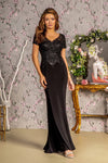 Mother of the Bride Dresses Beaded Sheer Back Mermaid Long Mother of the Bride Dress Black