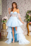 Prom Dresses Layered Skirt A line Long Prom Dress Baby Blue