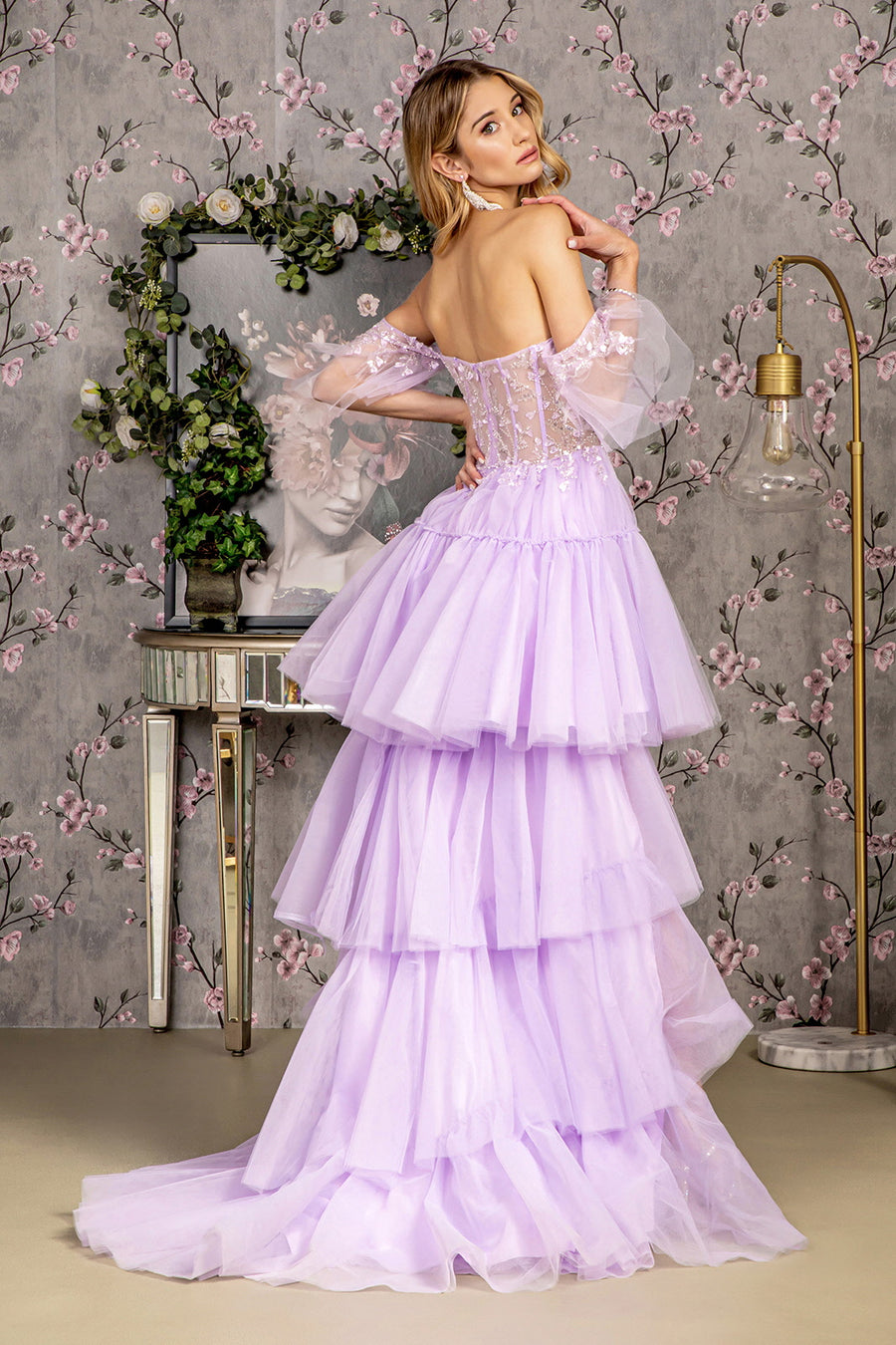 Prom Dresses Layered Skirt A line Long Prom Dress Lilac