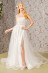 Wedding Dresses Beaded Sheer Bodice Open Back Wedding Gown Ivory