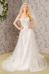 Wedding Dresses Jewel Glitter Long Mesh Cape A line Long Wedding Dress Ivory