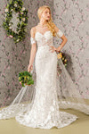 Wedding Dresses Long Back Drape Mermaid Wedding Gown Ivory