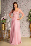 Mother of the Bride Dresses Beaded V back A line Long Mother of the Bride Dress Dusty Rose