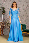 Mother of the Bride Dresses Beaded V back A line Long Mother of the Bride Dress Perry Blue