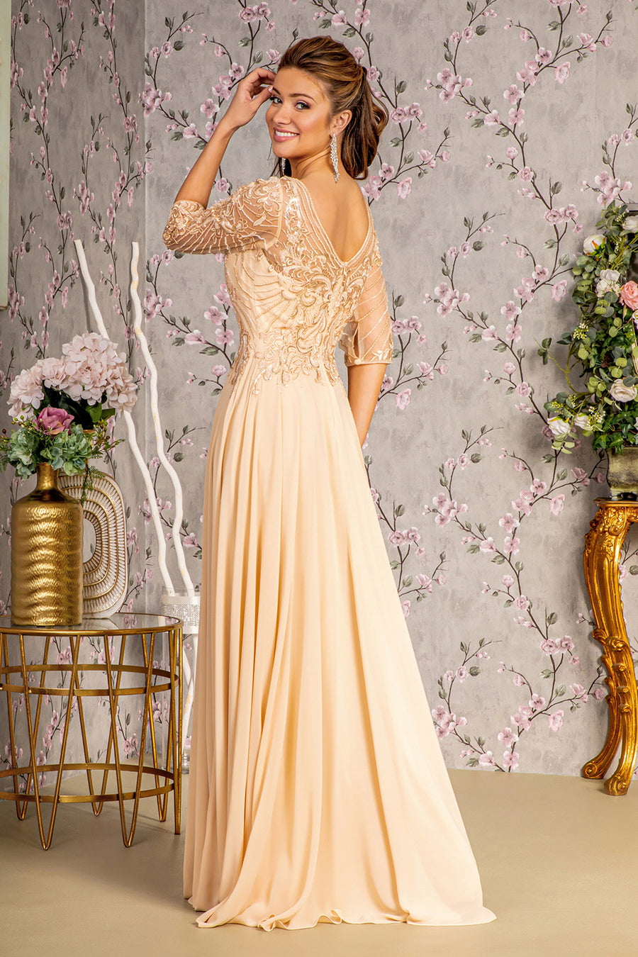 Mother of the Bride Dresses Metallic Sequin A line Mother of the Bride Long Dress Champagne