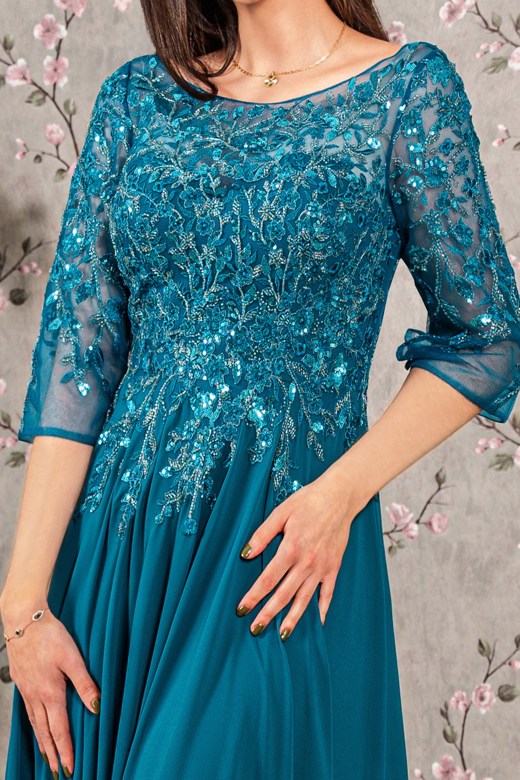 Mother of the Bride Dresses Beaded Long Mother of the Bride Dress Teal