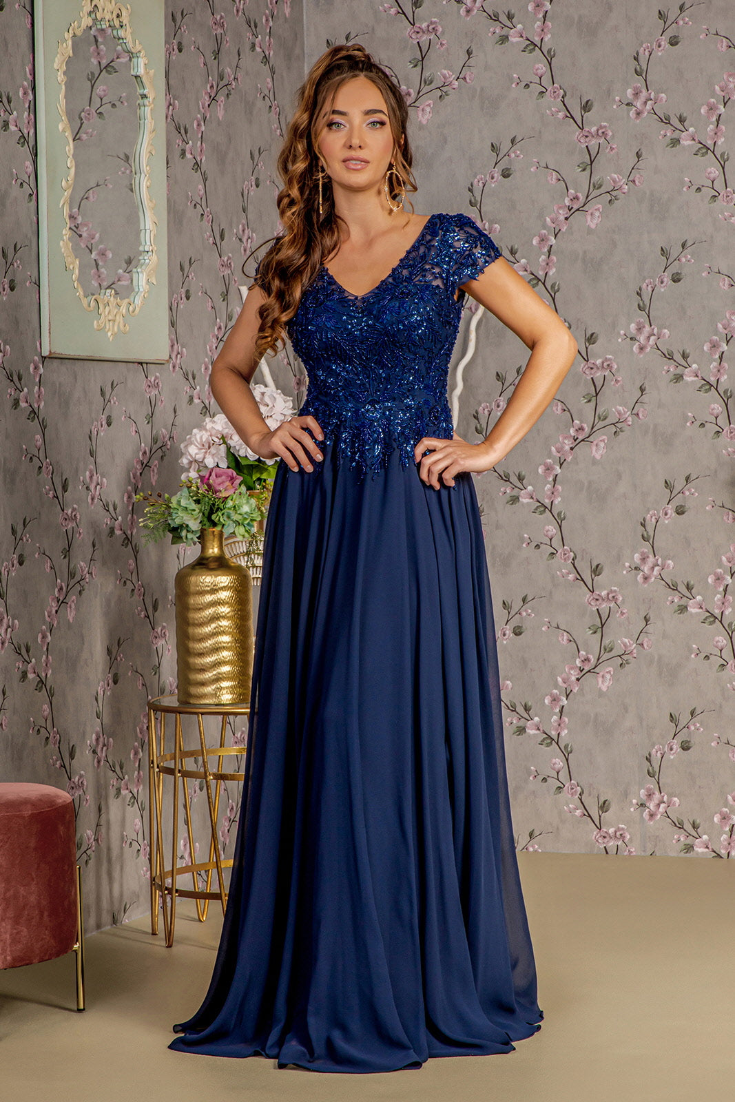 Mother of the Bride Dresses Sequin A line Long Mother of the Bride Dress Navy