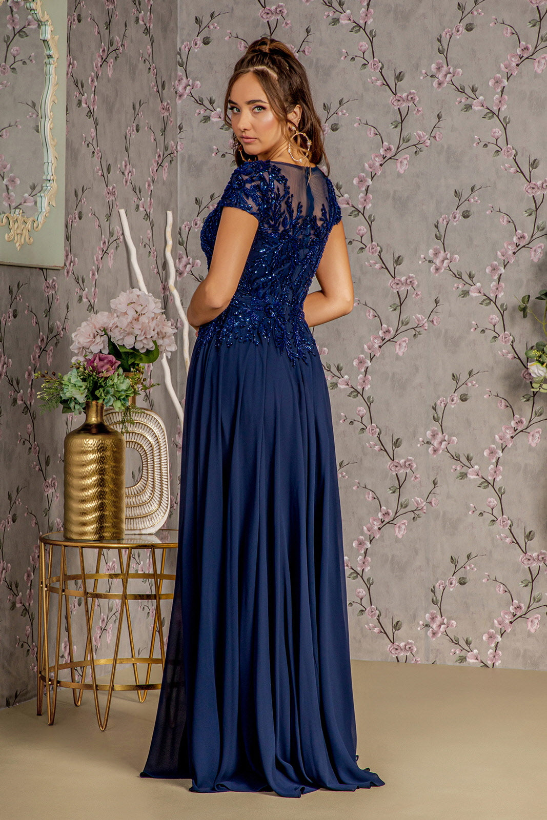 Mother of the Bride Dresses Sequin A line Long Mother of the Bride Dress Navy