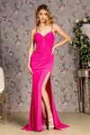 Prom Dresses Ribbon Front Mermaid Long Prom Dress Fuchsia