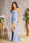 Prom Dresses Ribbon Front Mermaid Long Prom Dress Perry Blue