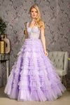 Prom Dresses Ruffled Long Glitter Formal Prom A Line Dress Lilac